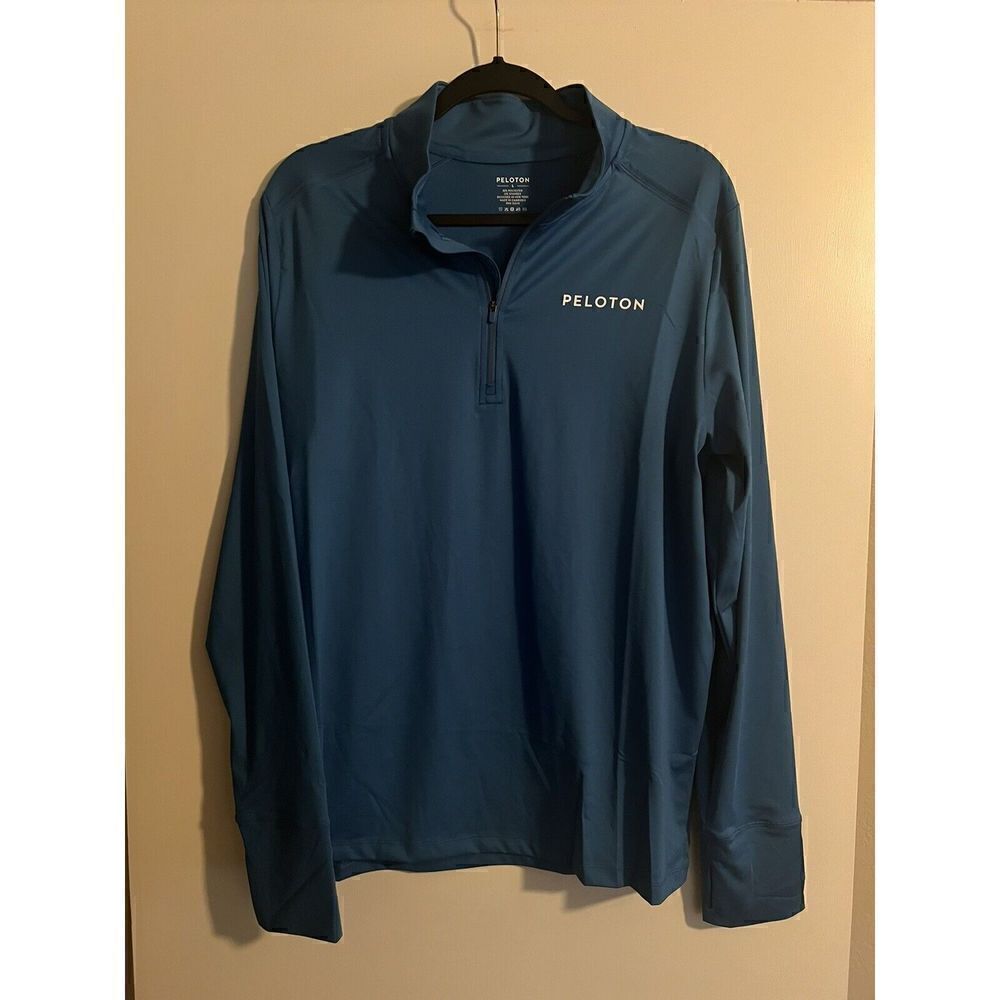 Peloton Mens Blue Warm Half Zip zip Work out Sweater Size Large Brand New HO121
